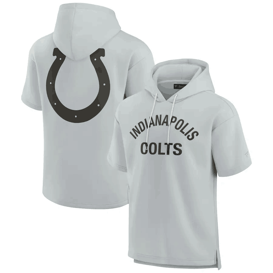 Men's Gray Indianapolis Colts Super Soft Fleece Short Sleeve Hoodie